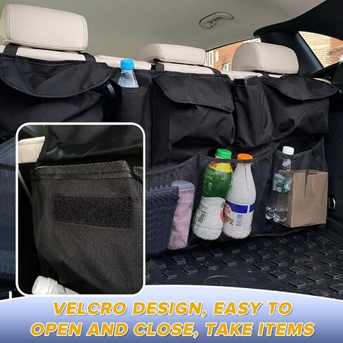 منظم صندوق السيارة لسيارات الدفع الرباعي، ومنظمات السيارات وتخزين المقعد الخلفي القابل للطي، مقاس 42.5 بوصة، منظم صندوق أدوات الشاحنة، ملحقات شبكة الشحن، صندوق السيارة، تخزين معلق باللون الأسود in Kuwait