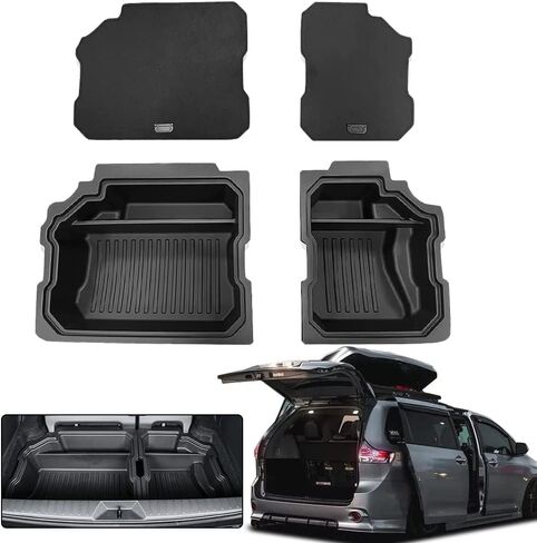 لـ 2023 Toyota Sienna صندوق تخزين صندوق السيارة لسيارة Toyota Sienna 2023 2022 2021 منظم حمولة الجذع إدراج التخزين الخلفي - تخزين السيارة المحمولة مع صندوق تخزين فرز الغطاء in Kuwait