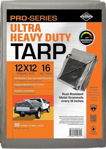 6x8 Ultra Heavy Duty Tarp, Extra Thick 16 Mil, UV Resistant, Grommets Every 18 Inches - Waterproof Plastic Poly Tarpaulin - (Reversible, Silver and Black) (6' x 8') in Saudi Arabia