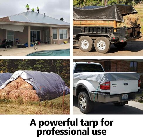 6x8 Ultra Heavy Duty Tarp, Extra Thick 16 Mil, UV Resistant, Grommets Every 18 Inches - Waterproof Plastic Poly Tarpaulin - (Reversible, Silver and Black) (6' x 8') in Saudi Arabia