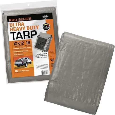 6x8 Ultra Heavy Duty Tarp, Extra Thick 16 Mil, UV Resistant, Grommets Every 18 Inches - Waterproof Plastic Poly Tarpaulin - (Reversible, Silver and Black) (6' x 8') in Saudi Arabia