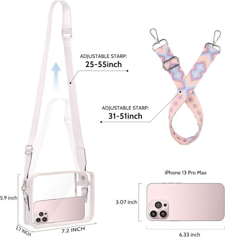 Small Clear Crossbody Bag Clear Bag Stadium Approved for Women Girls Musical Concert Festival Sports Events in Saudi Arabia