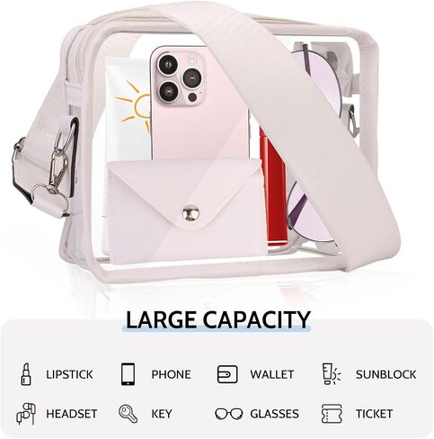 Small Clear Crossbody Bag Clear Bag Stadium Approved for Women Girls Musical Concert Festival Sports Events in Saudi Arabia