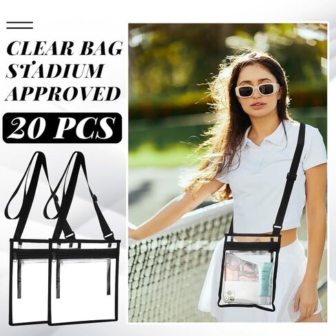 20 Pcs Clear Bag Stadium Approved PVC Clear Purse Clear Stadium Bag Clear Crossbody Bag Stadium Approved Concert Bag Bulk for Concert Sport Event Work Gym Travel Beach Swimming Sport in Kuwait