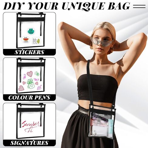 20 Pcs Clear Bag Stadium Approved PVC Clear Purse Clear Stadium Bag Clear Crossbody Bag Stadium Approved Concert Bag Bulk for Concert Sport Event Work Gym Travel Beach Swimming Sport in Kuwait
