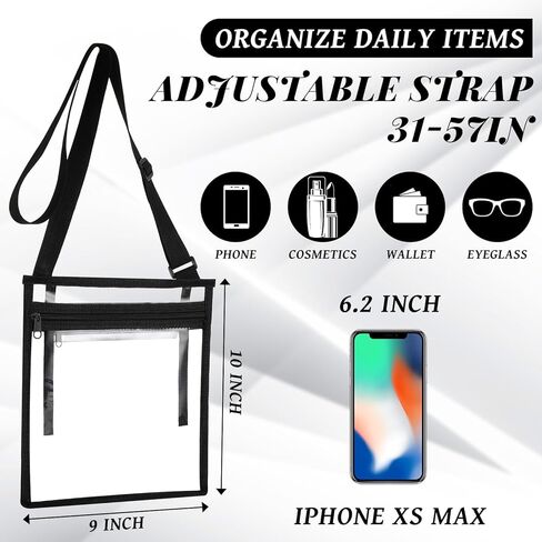 20 Pcs Clear Bag Stadium Approved PVC Clear Purse Clear Stadium Bag Clear Crossbody Bag Stadium Approved Concert Bag Bulk for Concert Sport Event Work Gym Travel Beach Swimming Sport in Kuwait