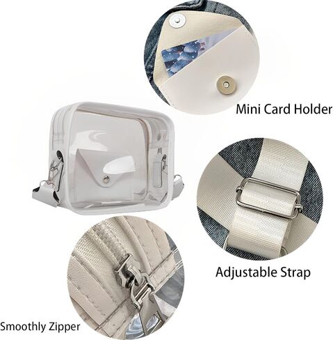 Small Clear Crossbody Bag Clear Bag Stadium Approved for Women Girls Musical Concert Festival Sports Events in Saudi Arabia