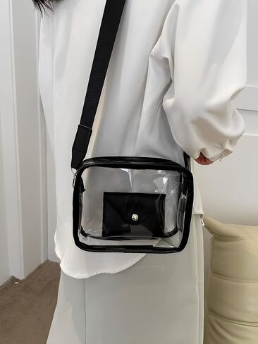 Small Clear Crossbody Bag Clear Bag Stadium Approved for Women Girls Musical Concert Festival Sports Events in Saudi Arabia