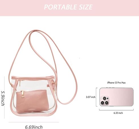 حقيبة صغيرة شفافة تمر بالجسم، حقيبة شفافة معتمدة للنساء والفتيات والحفلات الموسيقية والمناسبات الرياضية in Kuwait