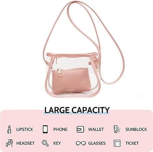 حقيبة صغيرة شفافة تمر بالجسم، حقيبة شفافة معتمدة للنساء والفتيات والحفلات الموسيقية والمناسبات الرياضية in Kuwait