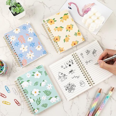 EOOUT 4 Pack Mini Spiral Notebook, A6 Cute Pocket Notebooks, Aesthetic Notebook, Small Journal Ruled Memo Notepad for School for Women for Travel for Kids in Saudi Arabia