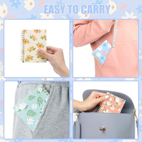 EOOUT 4 Pack Mini Spiral Notebook, A6 Cute Pocket Notebooks, Aesthetic Notebook, Small Journal Ruled Memo Notepad for School for Women for Travel for Kids in Saudi Arabia