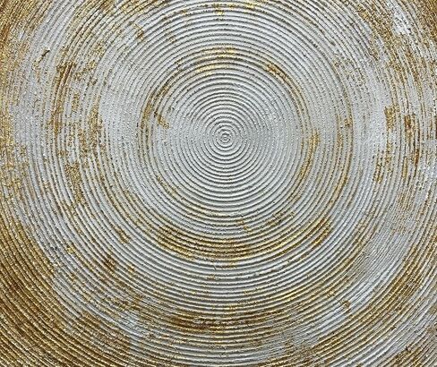 Boieesen Art، 24x36 بوصة حديثة مرسومة يدويًا برقائق ذهبية دوائر بيضاء جدار فن تجريدي بسيط من القماش لوحة زيتية لتزيين الحائط فن خشبي داخل إطار جاهز للتعليق in Kuwait