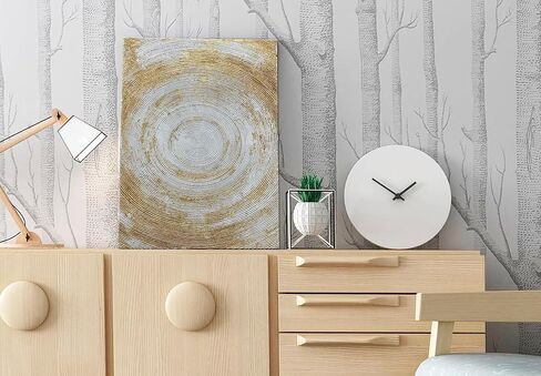 Boieesen Art، 24x36 بوصة حديثة مرسومة يدويًا برقائق ذهبية دوائر بيضاء جدار فن تجريدي بسيط من القماش لوحة زيتية لتزيين الحائط فن خشبي داخل إطار جاهز للتعليق in Kuwait