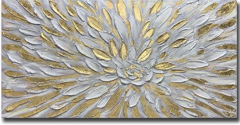 ART8YUQI Paintings - Texture color Wall Art Abstract Modern Landscape Abstract Gold and Silver Flower Artwork Oil Painting for Decor 24x48 Inch in Saudi Arabia