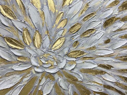 ART8YUQI Paintings - Texture color Wall Art Abstract Modern Landscape Abstract Gold and Silver Flower Artwork Oil Painting for Decor 24x48 Inch in Saudi Arabia