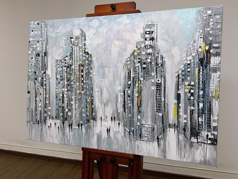 ART8YUQI Paintings - Texture color Wall Art Abstract Modern Landscape Abstract Gold and Silver Flower Artwork Oil Painting for Decor 24x48 Inch in Saudi Arabia
