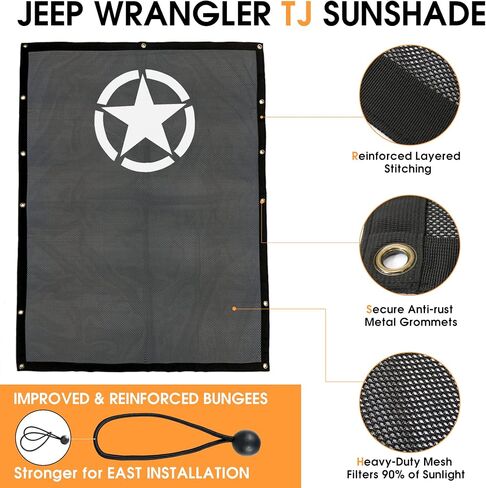 غطاء حماية من الشمس للبيكيني الشبكي من BESTAOO لسيارة Jeep Wrangler TJ 1997-2006 - Star in Kuwait