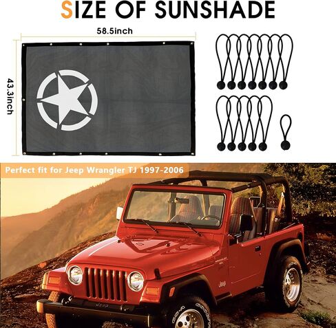 غطاء حماية من الشمس للبيكيني الشبكي من BESTAOO لسيارة Jeep Wrangler TJ 1997-2006 - Star in Kuwait