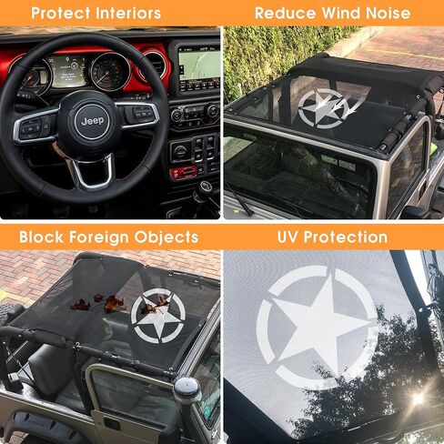 غطاء حماية من الشمس للبيكيني الشبكي من BESTAOO لسيارة Jeep Wrangler TJ 1997-2006 - Star in Kuwait