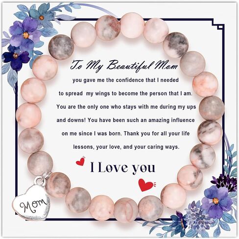 Natural Stone Mom Bracelets for Women, Mothers Day Gifts for Mom from Daughter Son, Birthday Christmas Valentines Day Jewelry Gifts for Mom Mother, Best Mom Gifts in Saudi Arabia