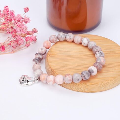 Natural Stone Mom Bracelets for Women, Mothers Day Gifts for Mom from Daughter Son, Birthday Christmas Valentines Day Jewelry Gifts for Mom Mother, Best Mom Gifts in Saudi Arabia