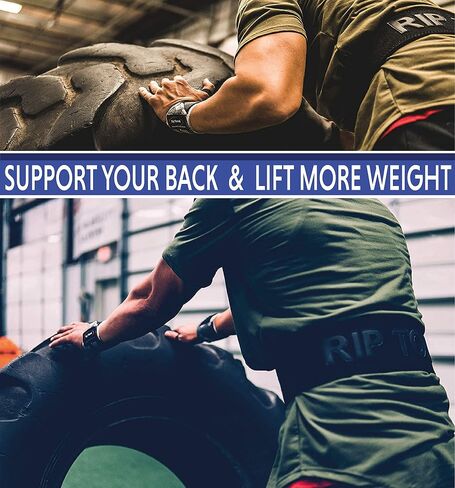 Rip Toned Lever Belt with Bonus Lifting Straps - 4" Leather Weight Lifting & Powerlifting Back Support - 10mm Belt for Strength Training, Xfit, Bodybuilding, MMA in Saudi Arabia
