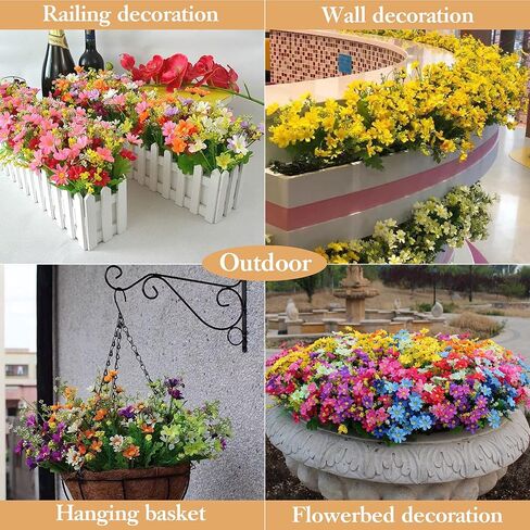 Artificial Flowers for Decoration 6 Bundles Fake Flowers Blue Silk Flowers with Stems Outdoor Artificial Plants & Flowers Faux Flowers Bulk Spring Daisy Farmhouse Fake Plants for Home Decor Indoor in Saudi Arabia