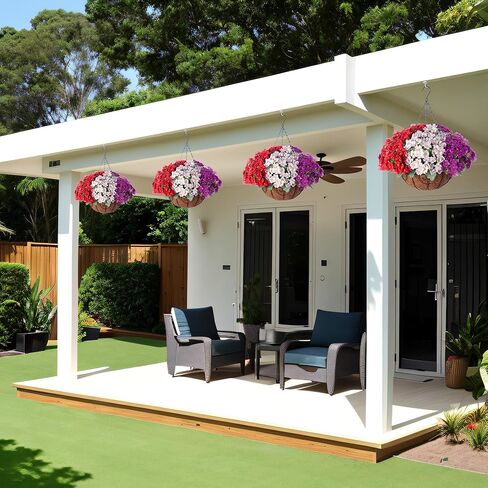 Fall Flowers Artificial for Decoration，Artificial Hanging Flowers for Outdoors,Realistic Silk Petunias Basket Fake Plants,Garden Thanksgiving Autumn Courtyard Front Porch Patio (Orange Brown) in Kuwait