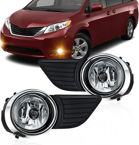 مجموعة مصابيح الضباب للقيادة لسيارة Toyota Sienna 2011 2012 2013 2014 2015 2016 2017 مع لمبات H11 12V 55W متضمنة مفتاح ومجموعة أسلاك (الحافة السوداء) in Kuwait
