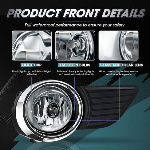 مجموعة مصابيح الضباب للقيادة لسيارة Toyota Sienna 2011 2012 2013 2014 2015 2016 2017 مع لمبات H11 12V 55W متضمنة مفتاح ومجموعة أسلاك (الحافة السوداء) in Kuwait