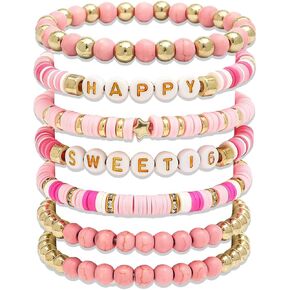 16 هدية حلوة لحفيدة الابنة، 7 قطع أساور قابلة للتكديس مطرزة باللون الوردي والذهبي، تذكار عيد ميلاد جميل للشابات، هدايا مجوهرات عيد الميلاد السادس عشر in Kuwait