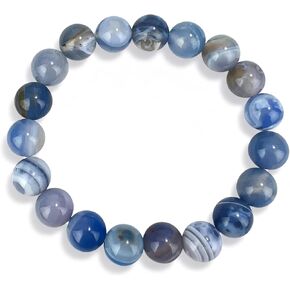 Blue Lace Agate Bracelet, Handmade Stretch Blue Bracelets for Women Men, 10mm Natural Gemstone Beaded Bracelet Spiritual Jewelry in Kuwait
