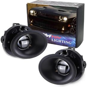 مجموعة مصابيح الضباب ذات العدسات الشفافة من iJDMTOY مع مصابيح هالوجين 9145، وأغطية الإطار، وأسلاك التتابع والتبديل المتوافقة مع دودج تشالنجر 2015-2023 in Kuwait