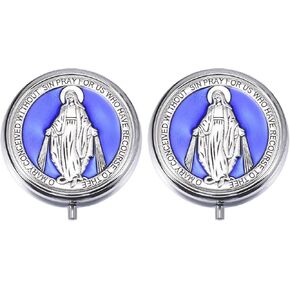 صندوق مجوهرات مريم العذراء الدينية مكون من قطعتين، مناسب لتخزين خرز المسبحة والإكسسوارات الصغيرة والهدايا التذكارية عند تلقي المناولة الأولى. (أزرق) in Kuwait