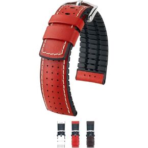 Hirsch Tiger Leather Watch Strap - Calf Leather - Performance Band - Brown, Red, White - 18mm, 20mm, 22mm, 24mm in Kuwait