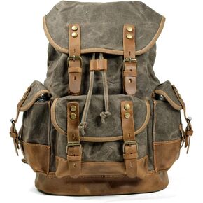 FANDARE Vintage Backpack for Women & Men 15.6 Inch Laptop Backpack Large Capacity Canvas College Bookbag Travel Hiking Work Commuter Daypack Military Green C in Kuwait