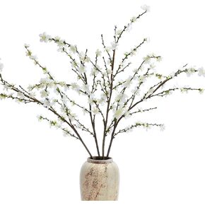 فروع أزهار الكرز مقاس 43 بوصة، 4 قطع من الزهور الاصطناعية الحريرية الواقعية للديكور الداخلي، زهرة زهر الكرز الأبيض الصناعي للمزهرية، ديكور الزفاف، القطع المركزية المنزلية، ترتيب الزهور المزيفة in Kuwait