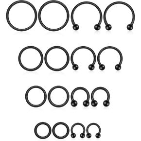 16PCS Surgical Stainless Steel Hinged Clicker Segment Horseshoe Septum Lip Eyebrow Rings 16G Nose Ring Hoop Cartilage Helix Conch Tragus Rook Daith Earrings Piercing Jewelry for Women Men 6mm 8mm 10mm 12mm in Saudi Arabia