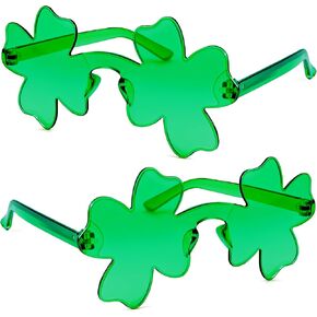 ilhsty 2 أزواج من إكسسوارات يوم القديس باتريك نظارات شامروك الشمسية، نظارات شامروك خضراء أيرلندية لهدايا حفلات يوم القديس باتي، دعائم أزياء الجني للموكب والأحداث (أربع أوراق البرسيم) in Kuwait