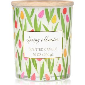 شموع الربيع - هدية شمعة معطرة برائحة التوليب - هدية شموع للنساء والرجال، شمعة برطمان شمع الصويا على شكل زهور كبيرة 10 أونصة in Kuwait