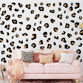 12 Sheets 348 Pcs Leopard Print Wall Decals - Cheetah Print Wallpaper for Bedroom, Living Room, Classroom Decoration in Saudi Arabia