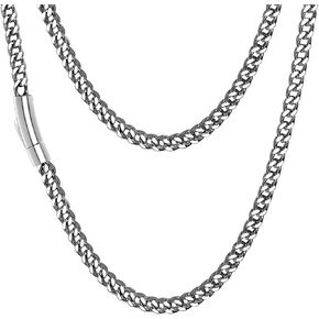 Ahiller Cuban Link Chain for Men,Stainless Steel Silver Miami Cuban Necklace with Push-Lock Clasp,Hip Hop Gift Box for Men in Kuwait