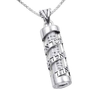 AJDesign Mezuzah Necklace Pendant Spiral Shema Yisrael and Scroll in 925 Sterling Silver in Kuwait