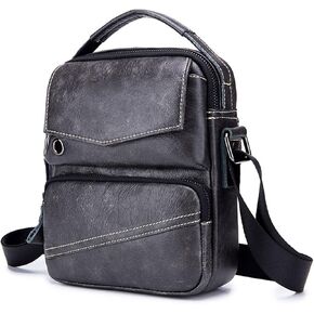 Leather Laptop Messenger Bag - Water-Resistant Shoulder Satchel Crossbody, Briefcase for Work College(Black) in Kuwait
