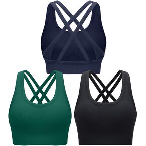RUNNING GIRL Sports Bras for Women,Strappy Sports Bra Criss Cross Back Longline Running Sports Bra for Women High Support in Kuwait