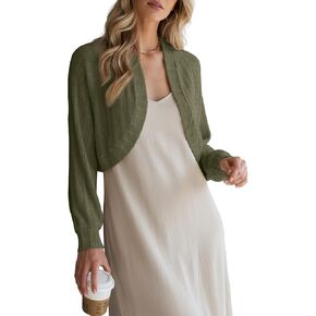 Women's Cropped Cardigan Bolero Shrugs for Dresses, Lightweight Summer Open Front Sweaters Knit Long Sleeve in Kuwait