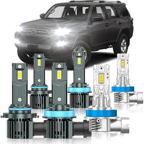 Fit for Toyota Camry 2007-2014 Light Bulbs, High/Low Beam Fog Light Bulbs Combo, 800% Brightness, 6000K Cool White, Plug and Play, Pack of 6 in Kuwait