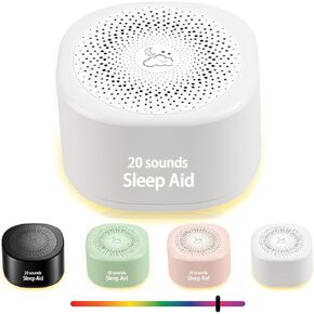 Travel White Noise Sound Machine 20 Sounds, Portable Sound Machine for Adults Sleep, Mini Sleep Aid with Adjustable Volume, 3 Timers, Colorful Night Light, Rechargeable for Baby, Home, Registry Gift in Kuwait