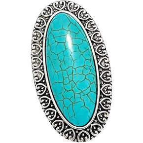 Boho Large Turquoise Rings for Women,Native American Western Gemstone Bohemian Statement Open Adjustable Rings, Sizes 5-10 in Saudi Arabia